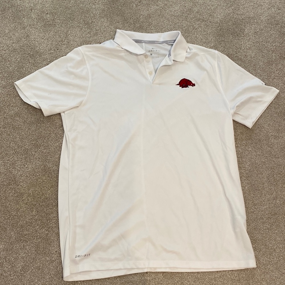 Arkansas Razorbacks White Nike Golf Shirt